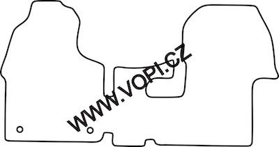 Koberec do kabiny Mercedes Sprinter pohon zadnich kol / 4x4 obytné auto s výřezem u spolujezdce s fixací 2018 -> Carfit bez cípu mezi sedadly (30004)
